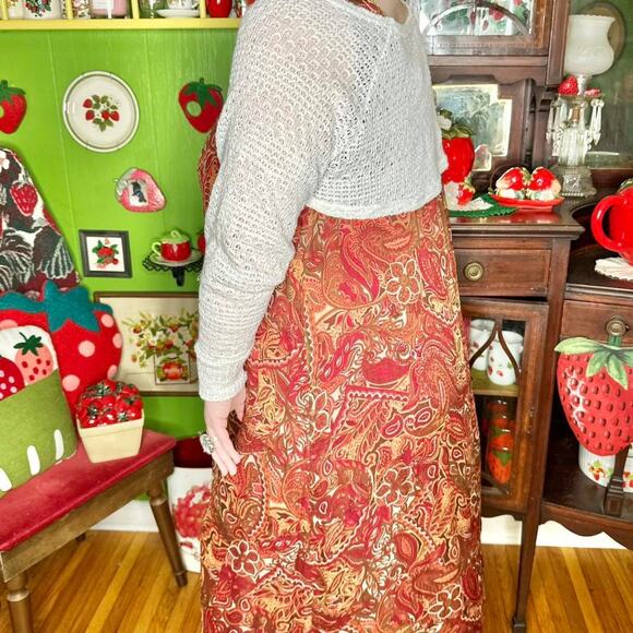 Y2k boho grunge fairycore white long-sleeved knit cropped bolero cardigan/ shrug - Picture 2 of 4